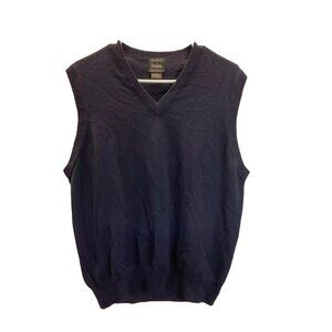 Neiman Marcus V-Neck‎ Sweater Vest 100% Merino wool Made in Scotland Med.Navy